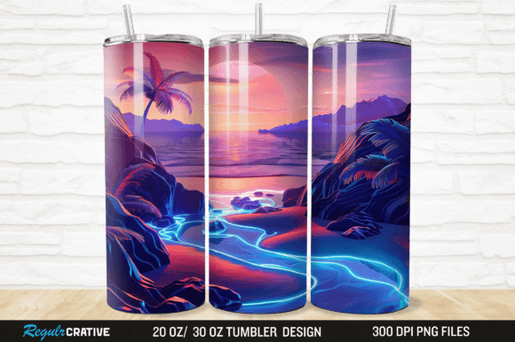 Download 3D Neon Ocean Inspired Beach Tumbler PNG - Beach tumbler png Collection
